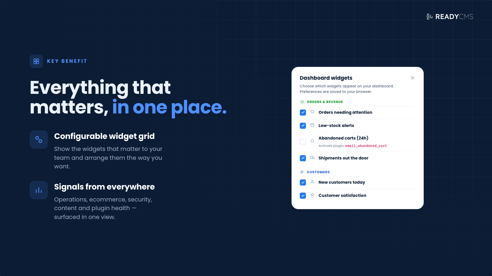 Dashboard widgets - banner