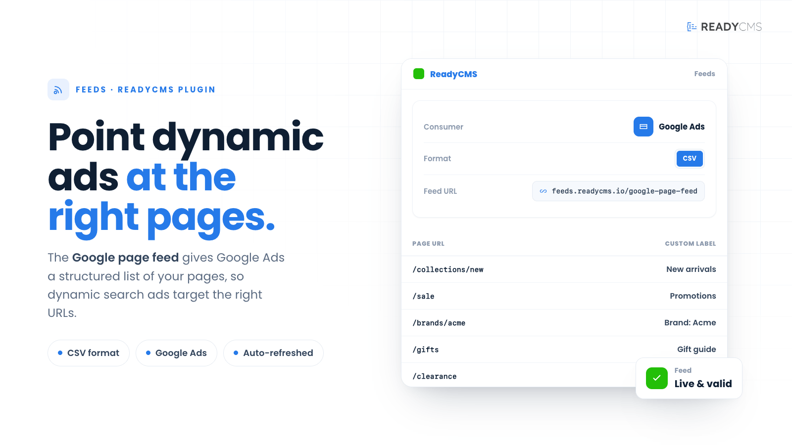 Google page feed (CSV) - banner