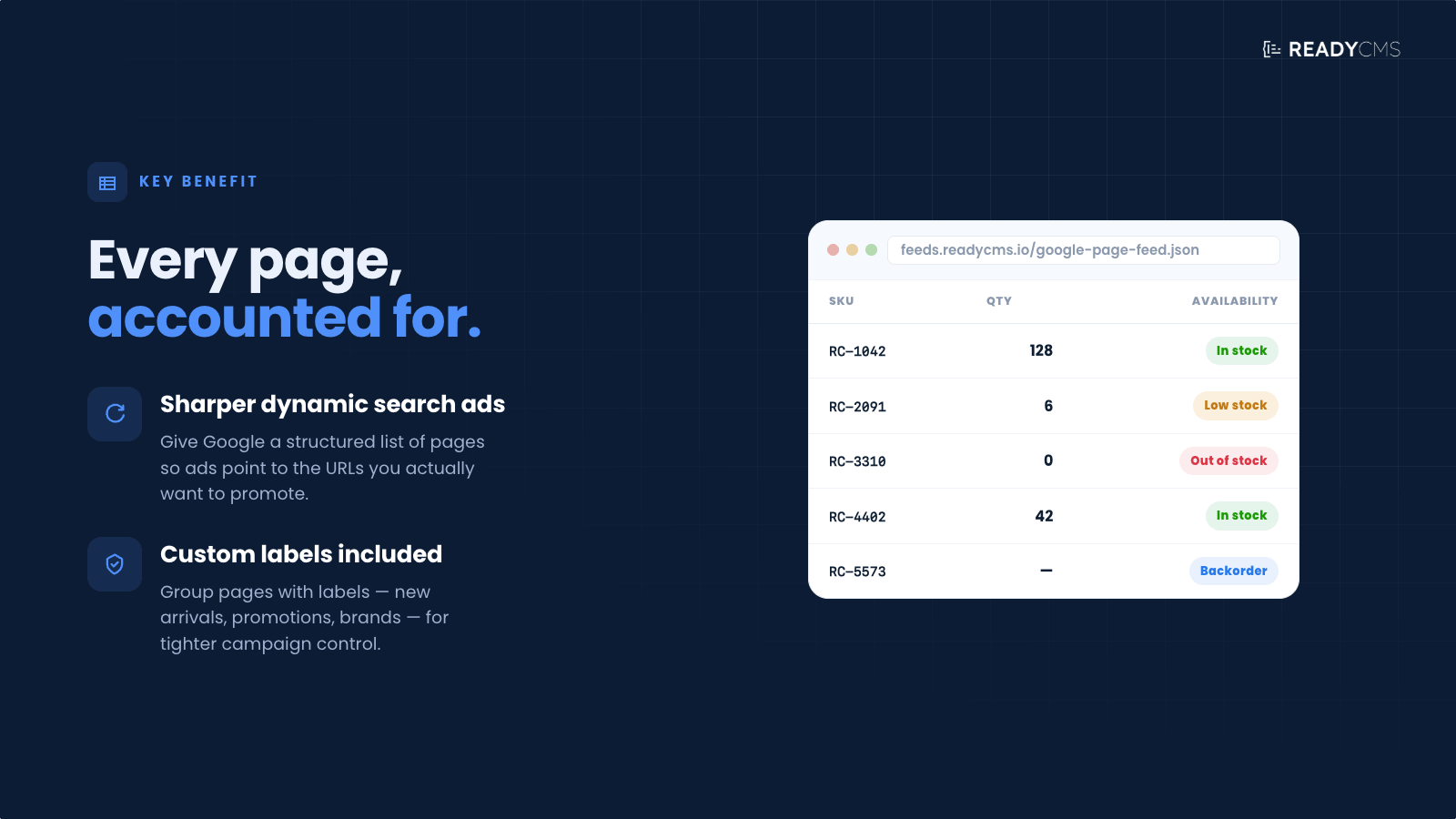 Google page feed (CSV) - banner