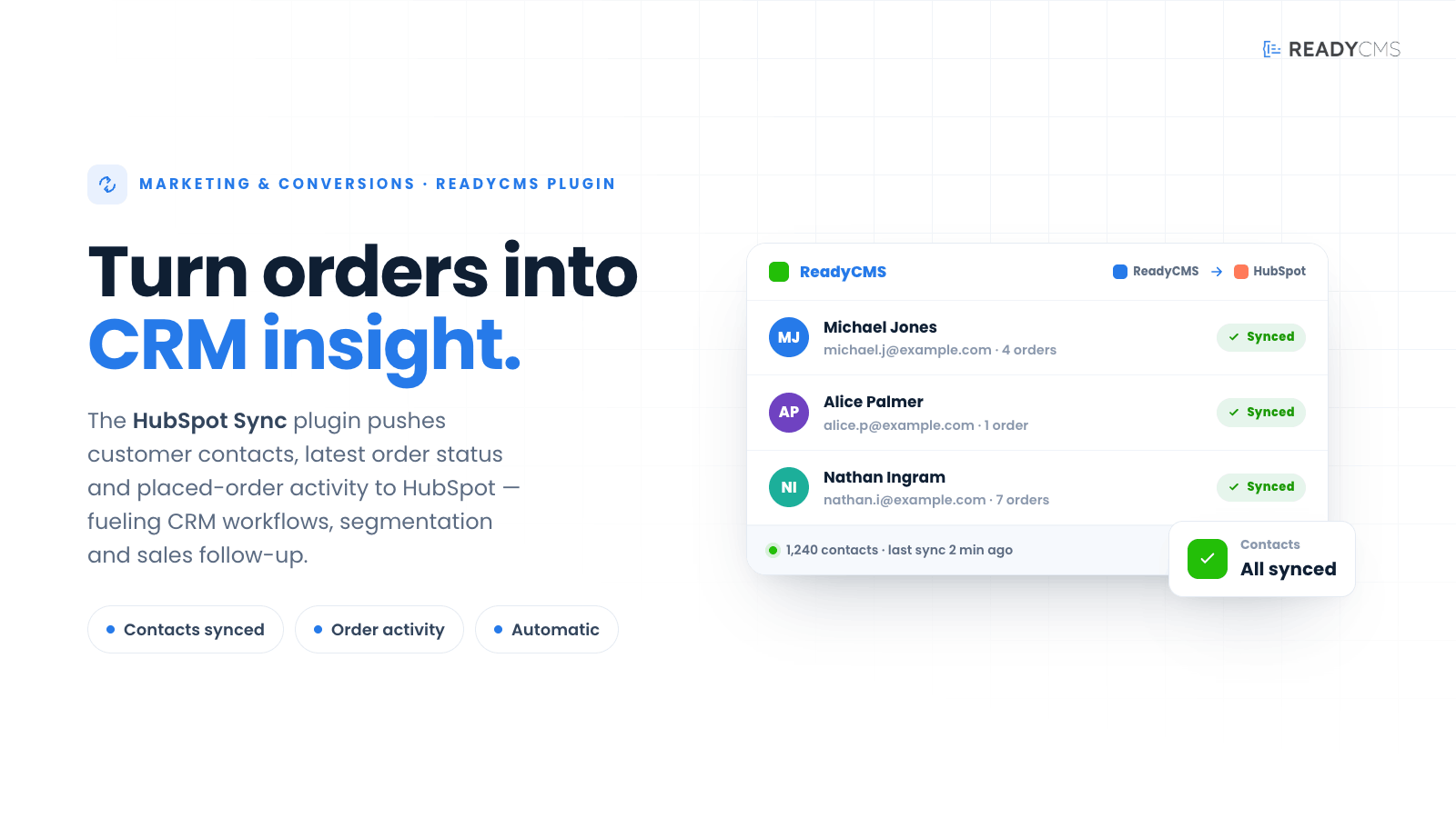 HubSpot sync - banner