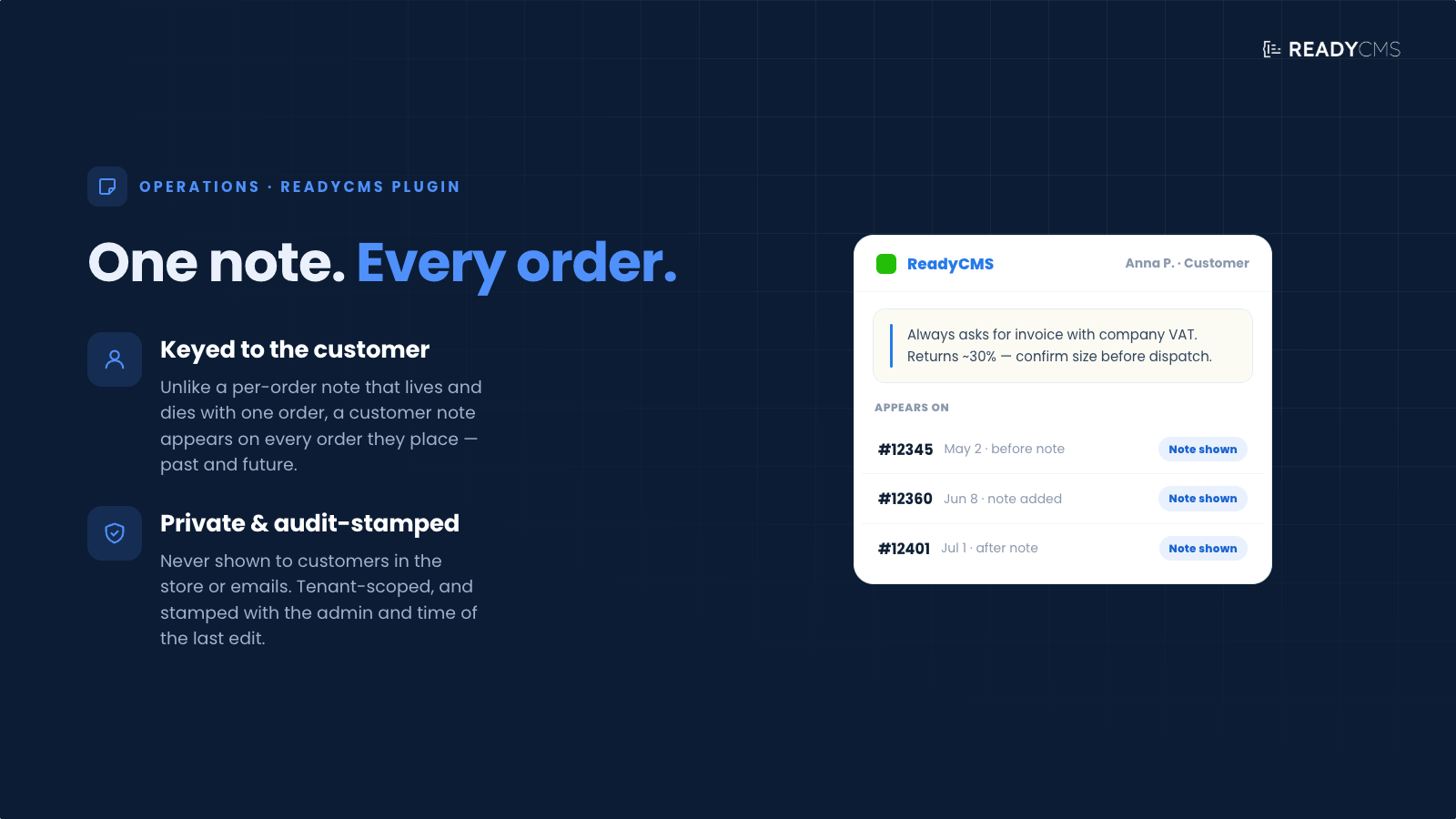 Customer notes - banner