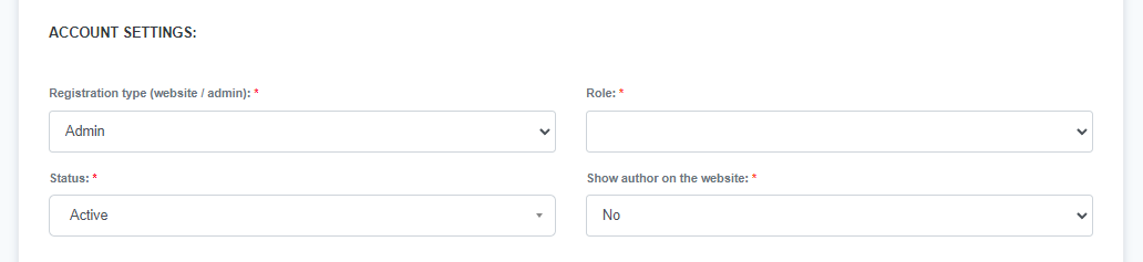 ReadyCMS add new user account settings.