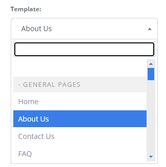 Page type selection menu