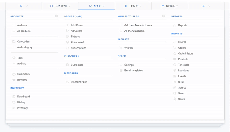User navigates the ReadyCMS inventory history dashboard, selecting different storage locations to view stock changes ></p><p>Filter by product, location, or action type.</p><p><img src=