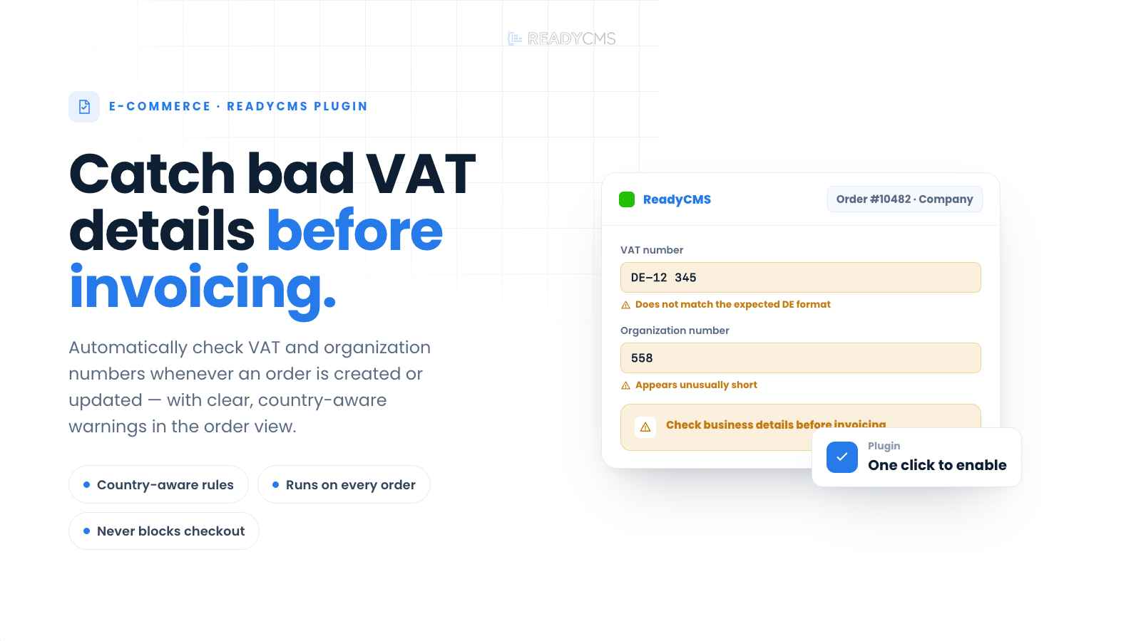 Tax VAT validation - banner