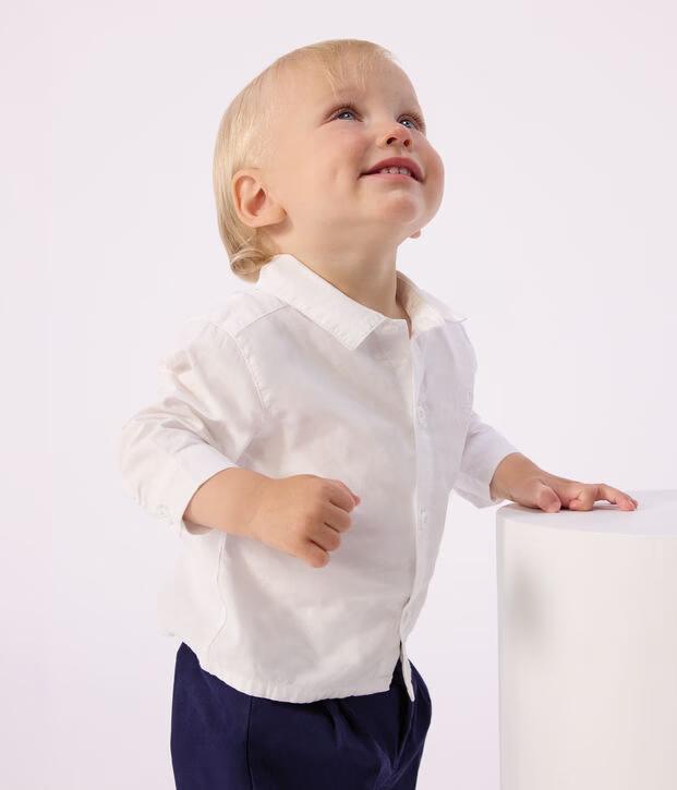 Pamučna bela košulja za bebe ravnog kroja