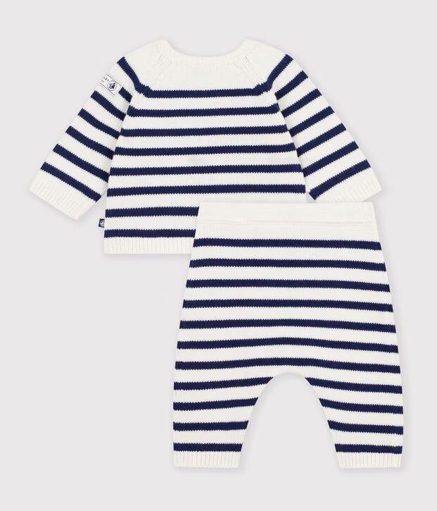 Pleteni prugrasti set za bebe od vune i pamuka — slika 2